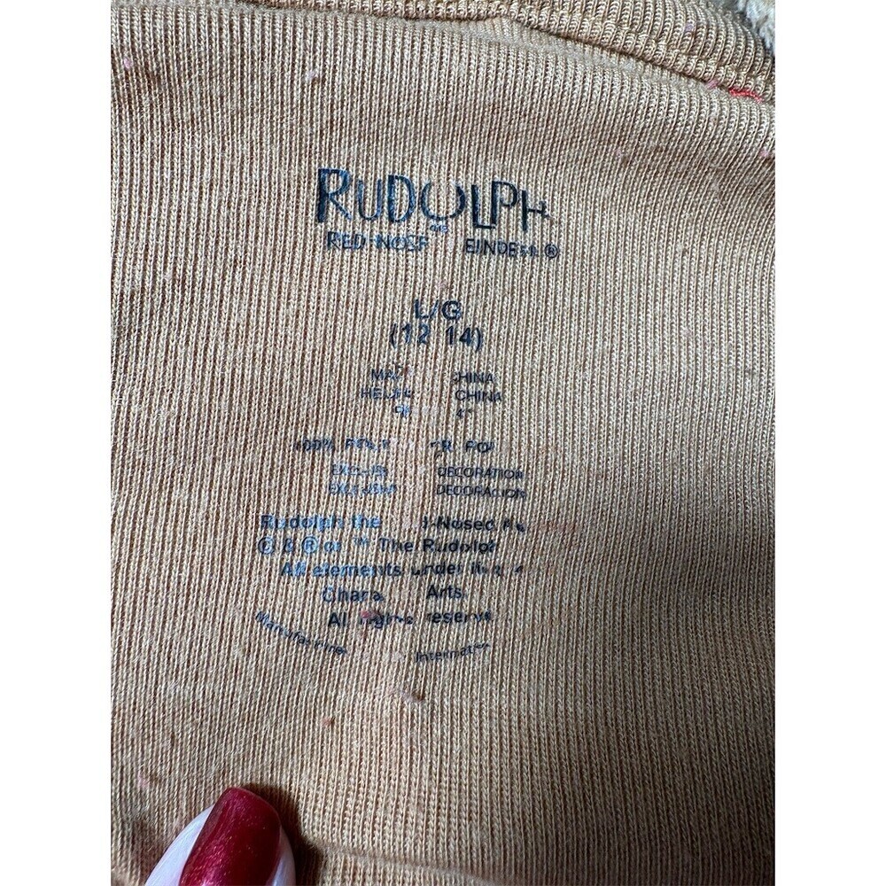 Rudolph Womens Hooded Zip One Piece Pajama Onesie Red Print Size 12-14 - Picture 8 of 11